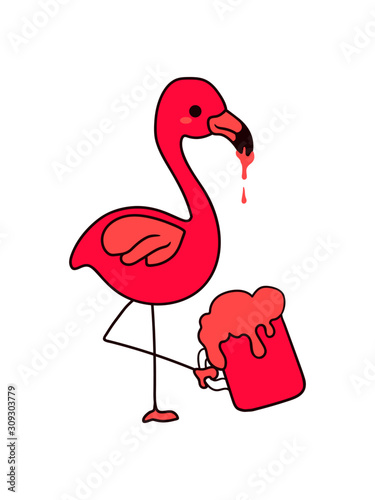 Bier saufender Flamingo rosa lieb
