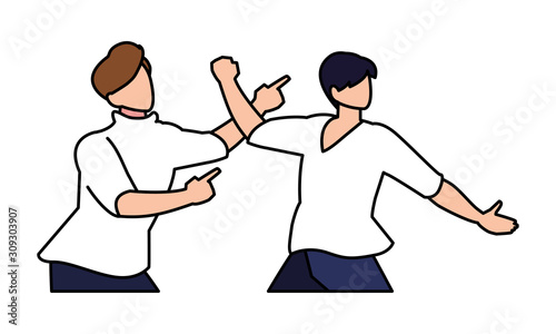 scene of men in dance pose, party, dance club