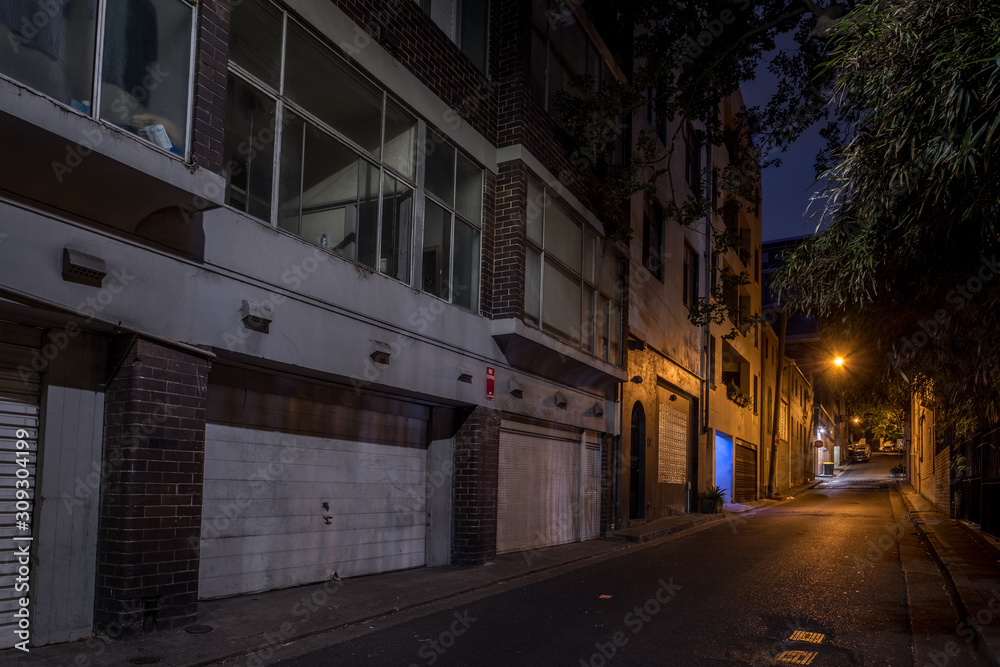urban back street at night