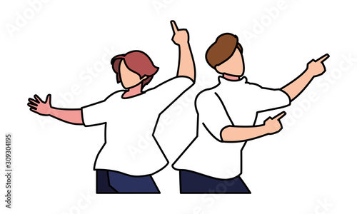 scene of men in dance pose, party, dance club