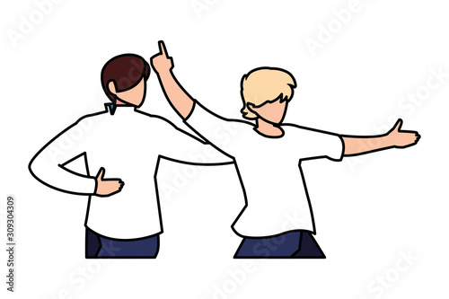 scene of men in dance pose, party, dance club