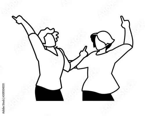 scene of men in dance pose, party, dance club