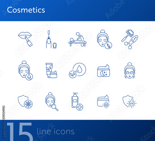 Cosmetics line icon set