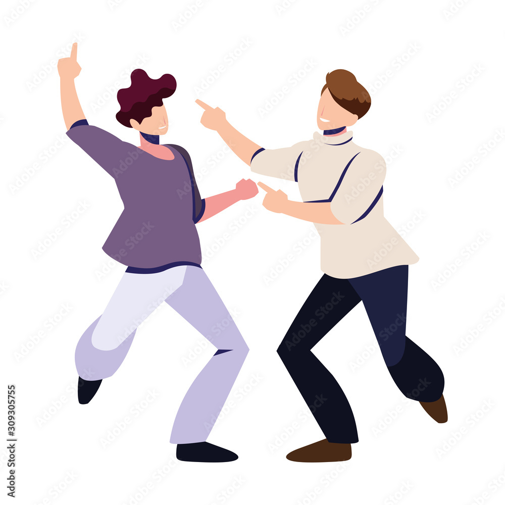 men in pose of dancing on white background men in pose of dancing on white background