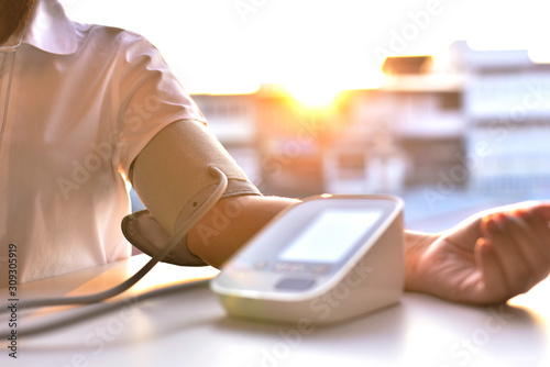 Blood pressure measuring with the morning sunrise .blood pressure is regulated by baroreceptors. High blood pressure is a major risk factor for heart attack, heart failure, stroke and kidney disease.
