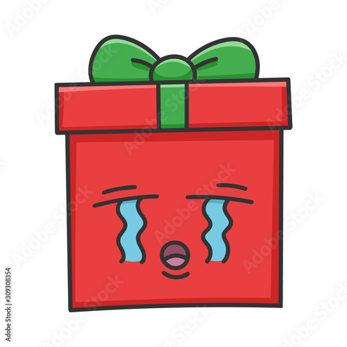 Crying Present Christmas Gift Box Cartoon