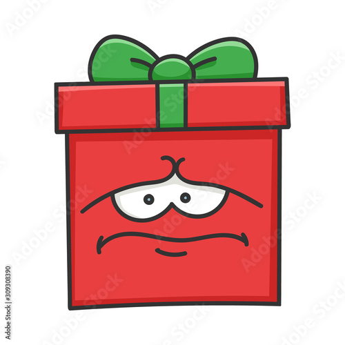 Sad Depress Present Christmas Gift Box Cartoon