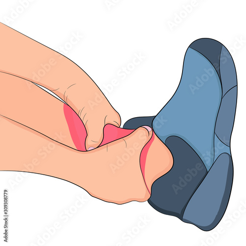 Sports Man with injured ankle vector illustration on white background