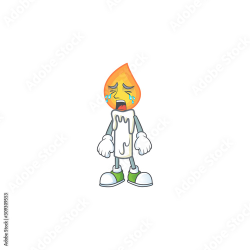 Sad Crying gesture white candle cartoon character style