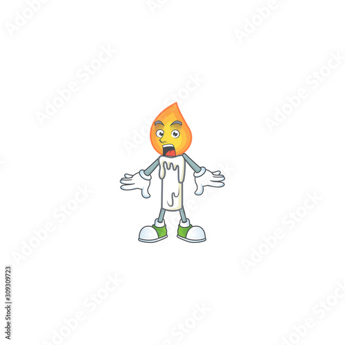 Surprised white candle gesture on cartoon mascot design