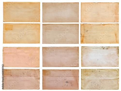 Collection of Blank Vintage Paper Envelopes on a White Background