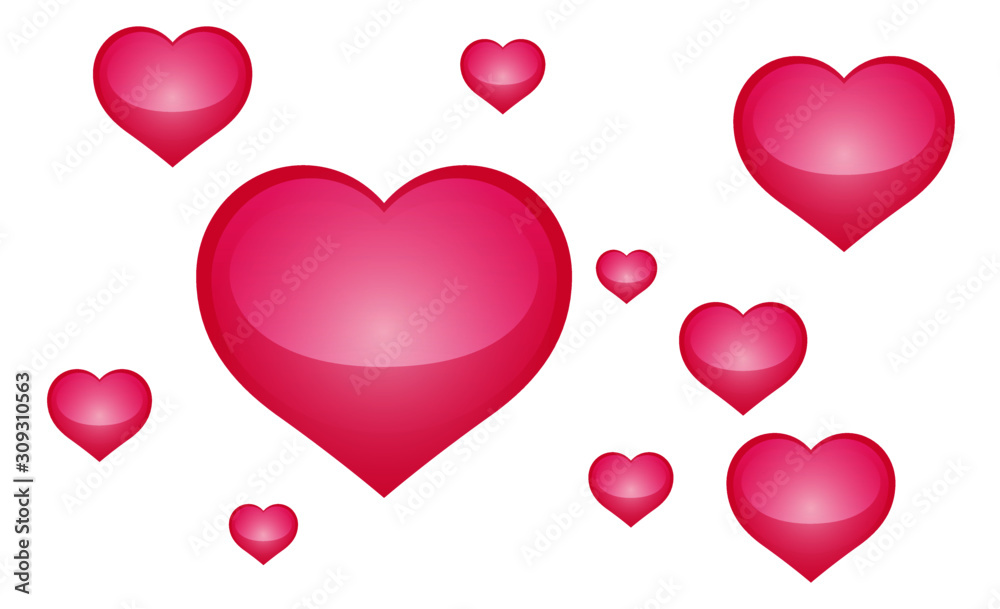 set of hearts love love love