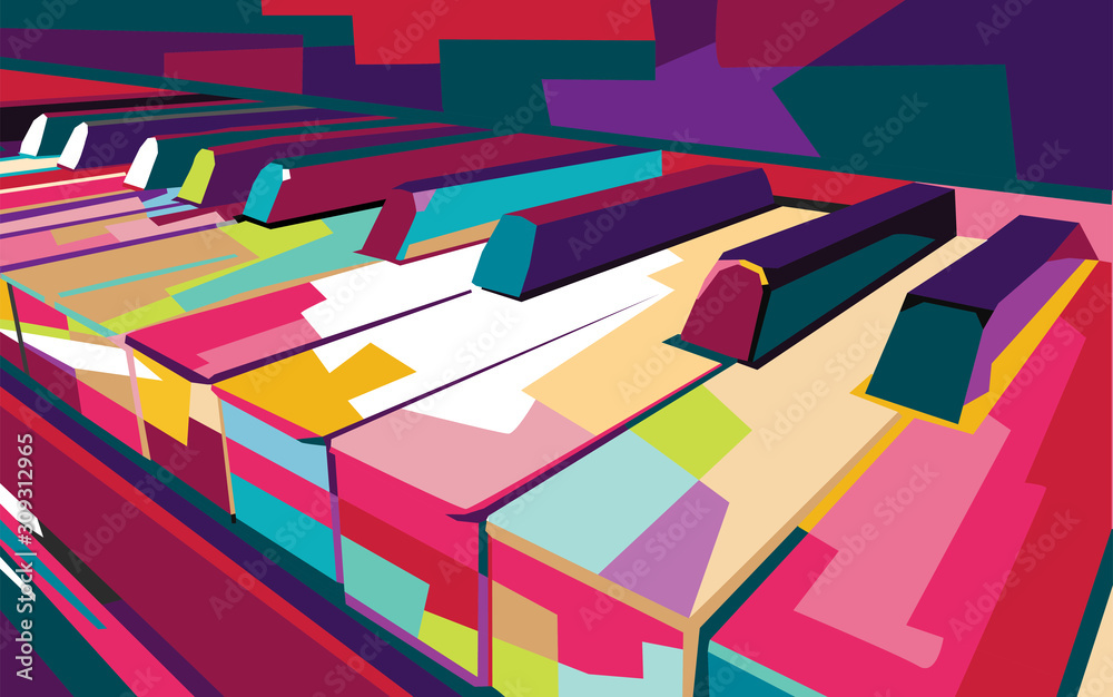 Vecteur Stock colorful pop art piano vector wpap, illustration, wall art  decor | Adobe Stock