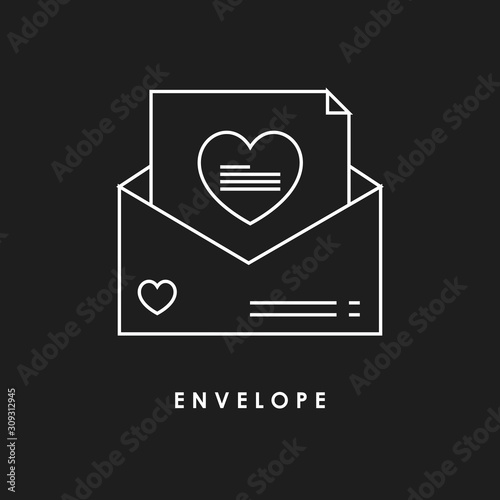 Open envelope with hearts line icon