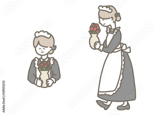 A gently smiling maid
