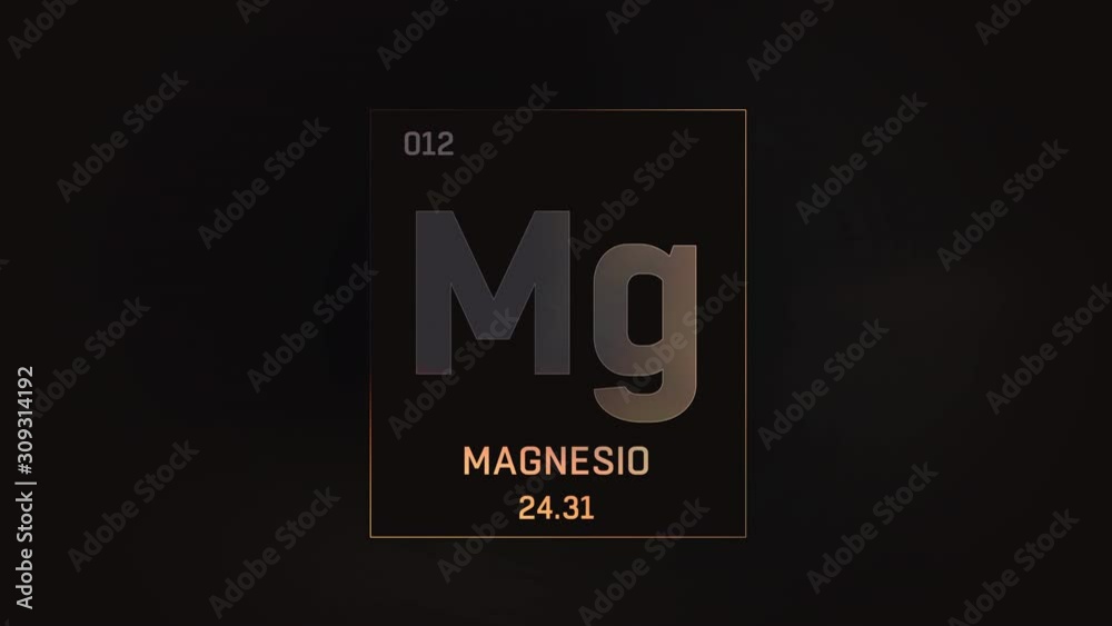 Magnesium as Element 12 of the Periodic Table. Seamlessly looping 3D animation on grey illuminated atom design background with orbiting electrons. Design shows name, atomic weight and element number Magnesium as Element 12 of the Periodic Table. Seamlessly looping 3D animation on grey illuminated atom design background with orbiting electrons. Design shows name, atomic weight and element number