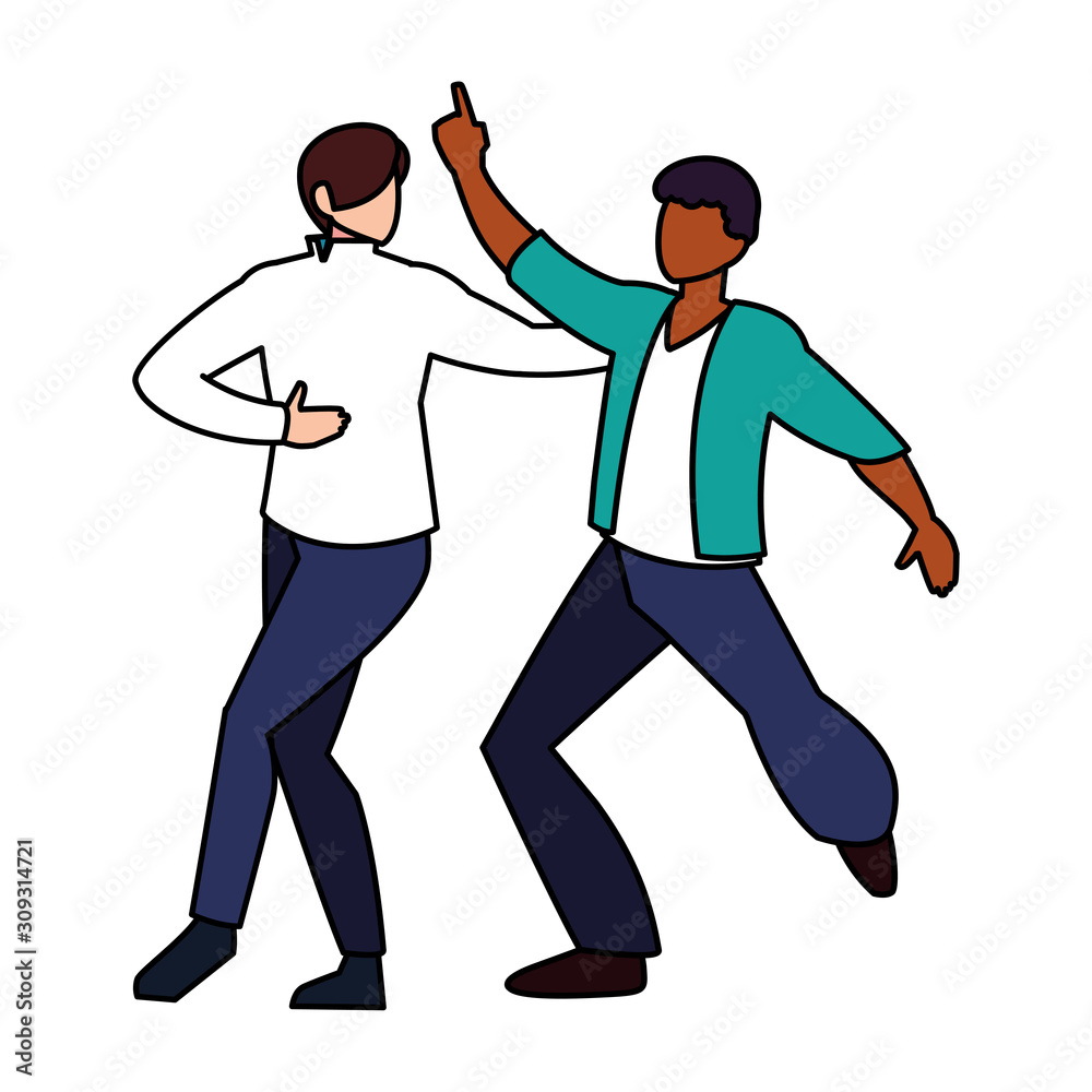 men in pose of dancing on white background men in pose of dancing on white background