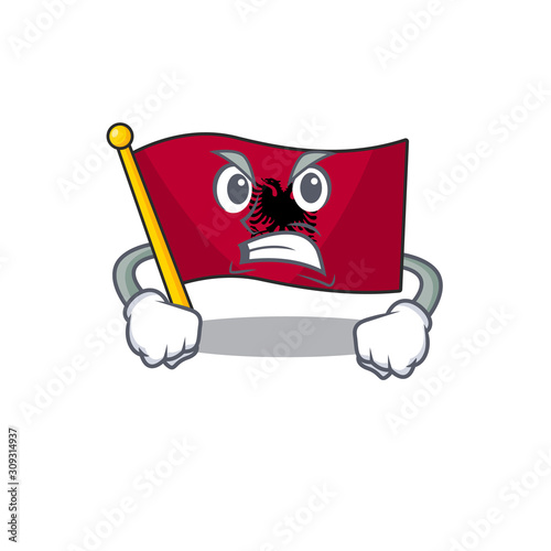 angry face flag albania Scroll cartoon character design