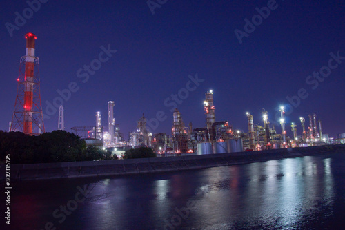 Factory night view in Japan