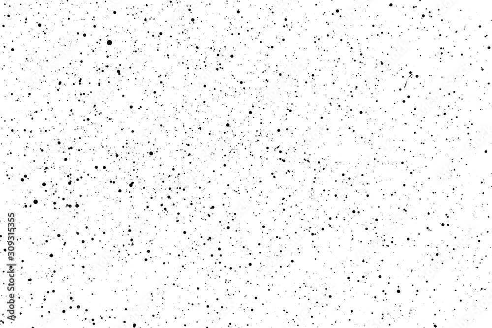 Chaotic black star bokeh on a isolated white background. falling blurry bokeh snow overlay, starry sky. black spots on white background, black drops and spots. abstraction.