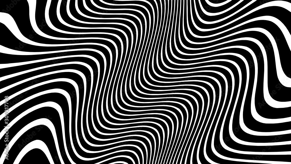 Vector - Black and white curved wave line abstract illusion.