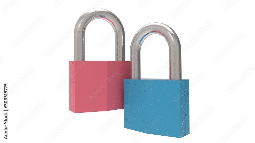 3d rendering of a padlock isolated in a white studio background 3d rendering of a padlock isolated in a white studio background