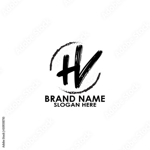 logo letter hv brush vector design