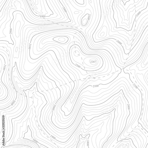 Background of topographic line contour map, geographic grid map.