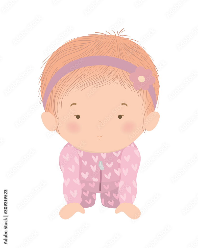 Cute baby girl with pajamas vector design Cute baby girl with pajamas vector design