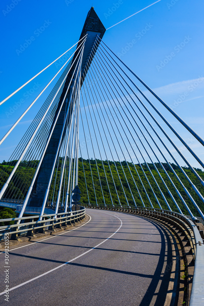 Obraz premium Stunningly beautiful Terenez bridge to the Crozon Peninsula. Finister. Brittany. France