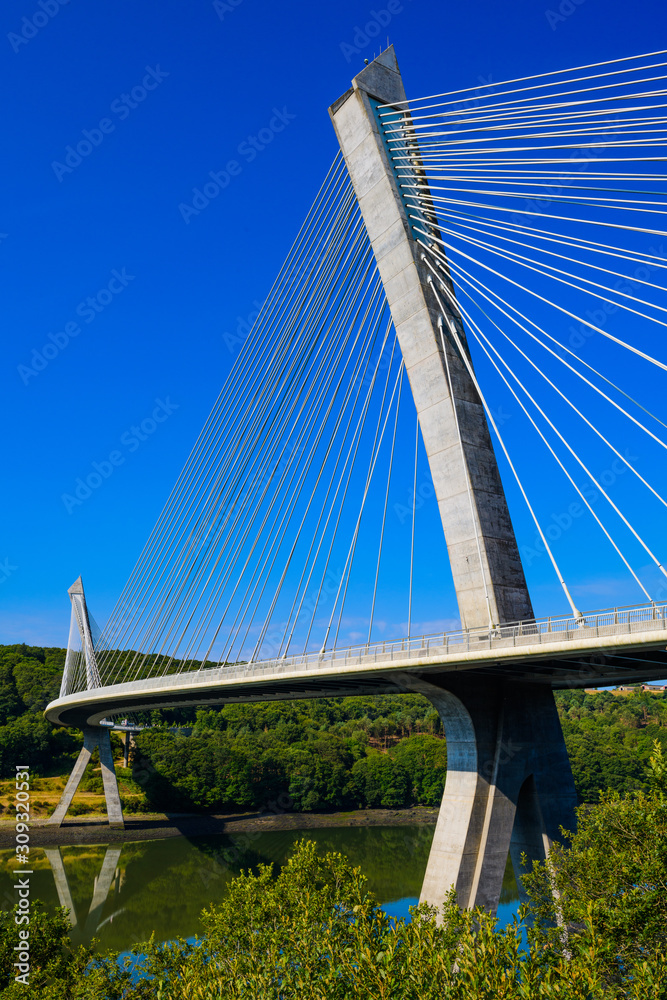 Obraz premium Stunningly beautiful Terenez bridge to the Crozon Peninsula. Finister. Brittany. France
