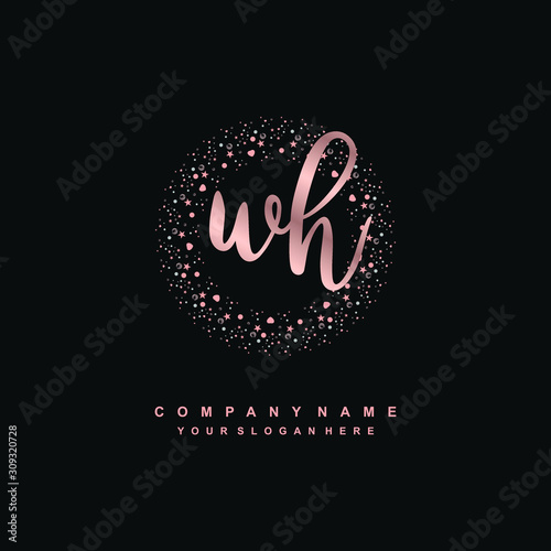 WH Beauty vector initial logo, handwriting logo of initial signature, wedding, fashion, jewerly, boutique, floral and botanical with creative template for any company or business