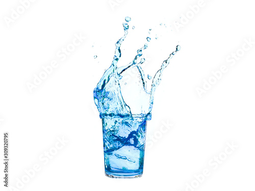 glass of water with splash isolated on white background