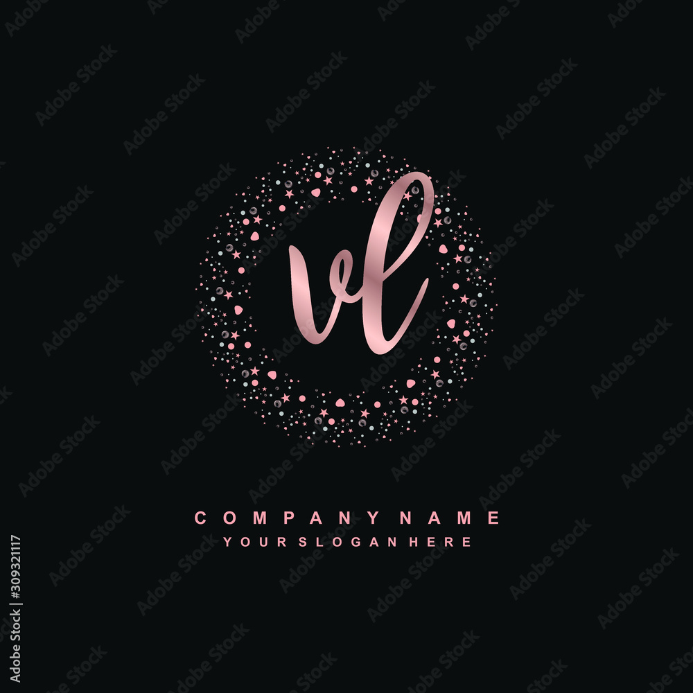 VL Beauty vector initial logo, handwriting logo of initial signature,  wedding, fashion, jewerly, boutique, floral and botanical with creative  template for any company or business Stock Vector