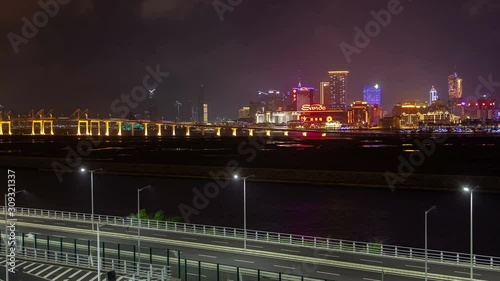 Amizade Bridge at Macau and Taipa Island in China timelapse photo