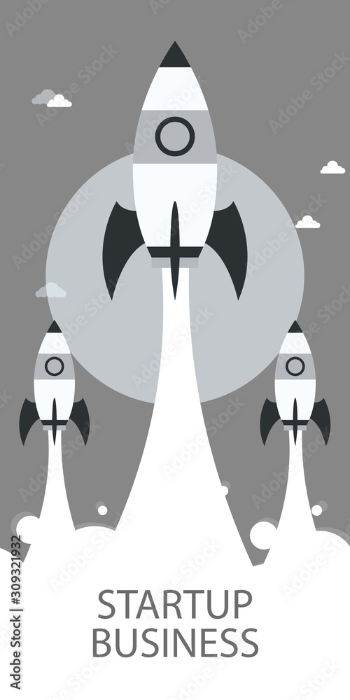 Business Startup concept with black and white theme