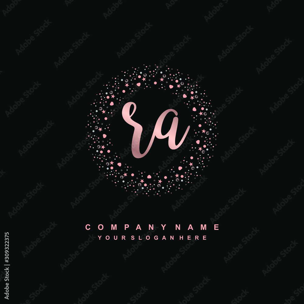 RA Beauty vector initial logo, handwriting logo of initial signature, wedding, fashion, jewerly, boutique, floral and botanical with creative template for any company or business RA Beauty vector initial logo, handwriting logo of initial signature, wedding, fashion, jewerly, boutique, floral and botanical with creative template for any company or business