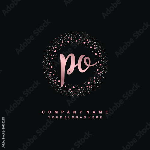 PO Beauty vector initial logo, handwriting logo of initial signature, wedding, fashion, jewerly, boutique, floral and botanical with creative template for any company or business