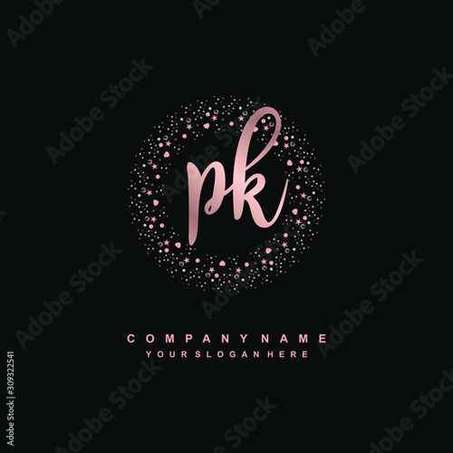 PK Beauty vector initial logo, handwriting logo of initial signature, wedding, fashion, jewerly, boutique, floral and botanical with creative template for any company or business