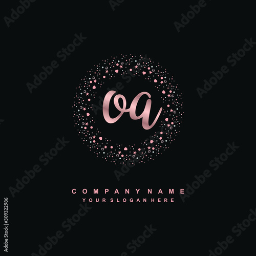 OA Beauty vector initial logo, handwriting logo of initial signature, wedding, fashion, jewerly, boutique, floral and botanical with creative template for any company or business