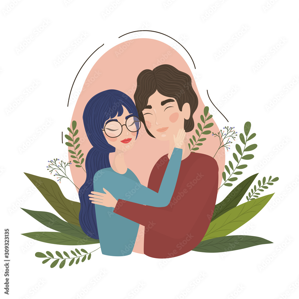 Couple of woman and man drawing vector design Couple of woman and man drawing vector design