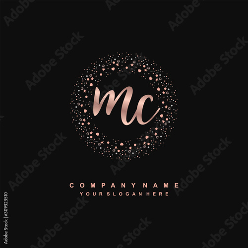 MC Beauty vector initial logo, handwriting logo of initial signature, wedding, fashion, jewerly, boutique, floral and botanical with creative template for any company or business