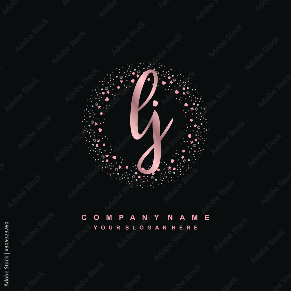 LJ Beauty vector initial logo, handwriting logo of initial signature, wedding, fashion, jewerly, boutique, floral and botanical with creative template for any company or business