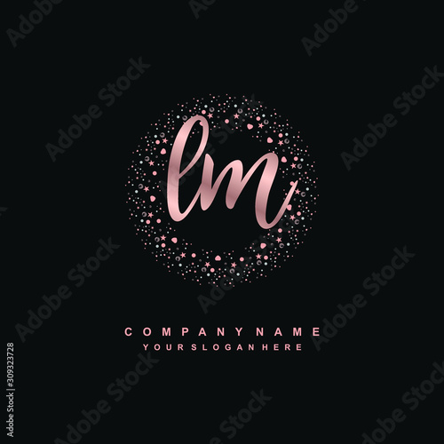 LM Beauty vector initial logo, handwriting logo of initial signature, wedding, fashion, jewerly, boutique, floral and botanical with creative template for any company or business