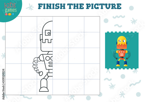 Copy picture vector illustration. Complete and coloring game for preschool and school kids