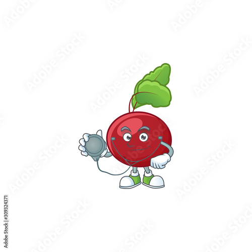 Red beet greens cartoon character style as a Doctor with tools