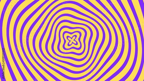 Vector - Concentric flower forming a spiral.yellow and violet optical illusion background