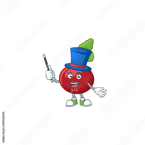 Cartoon character of red beet greens performance as a Magician