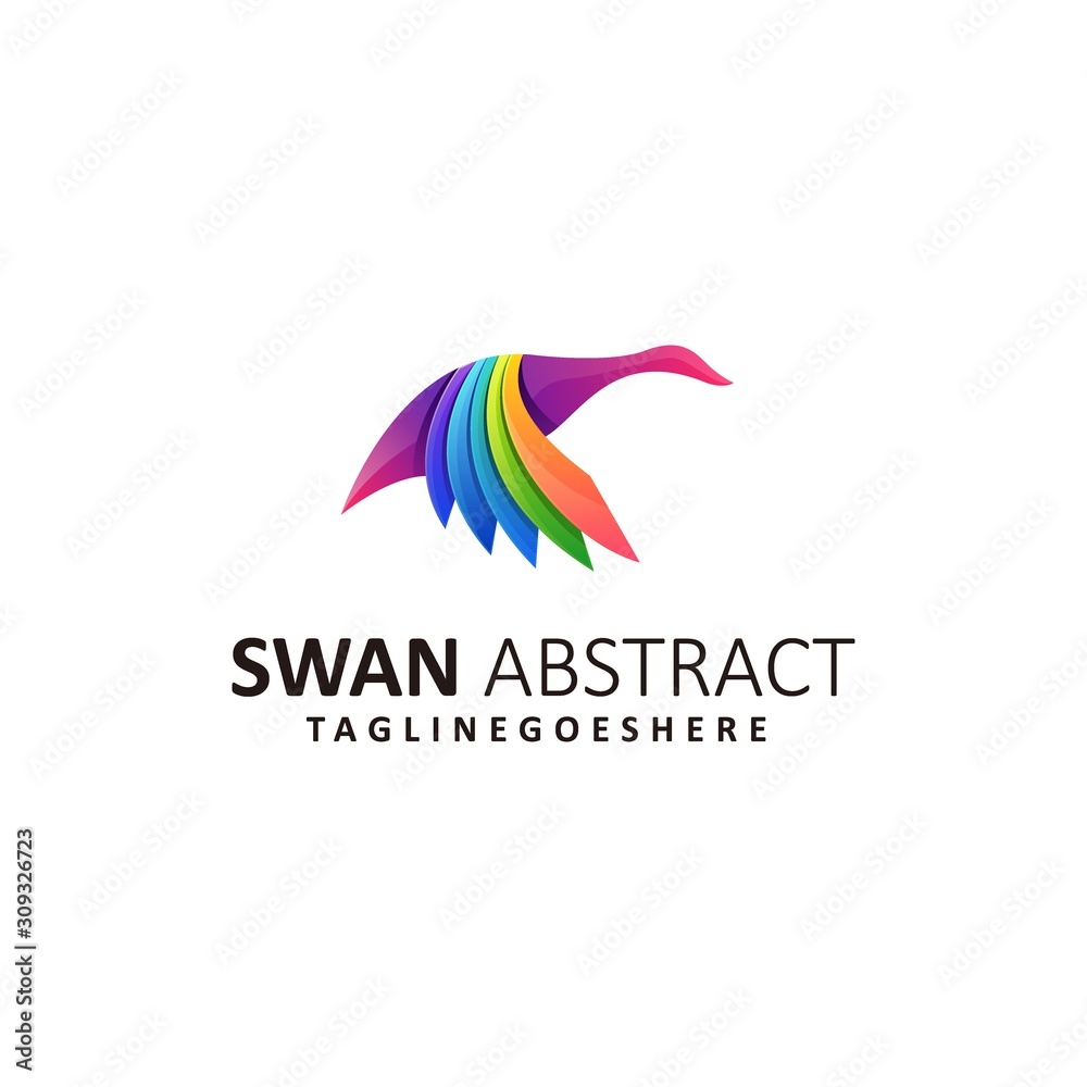 Abstract Swan Illustration Vector Template