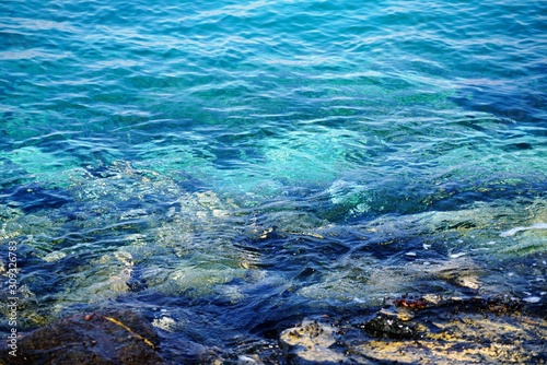 azure blue water in the sea oman gulf